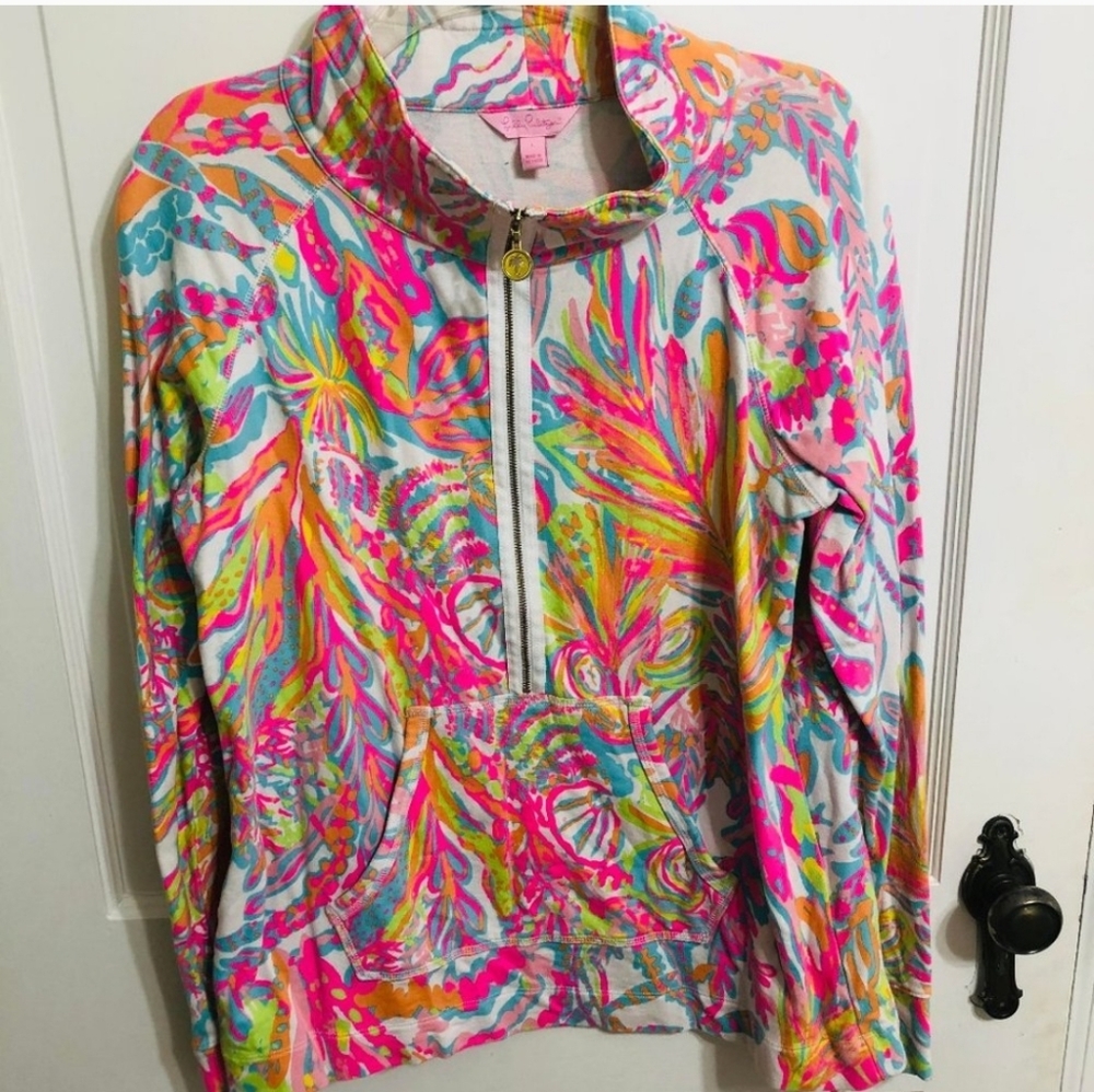Lilly Pulitzer Skipper Popover Peel & Reveal Print Pullover Size Large